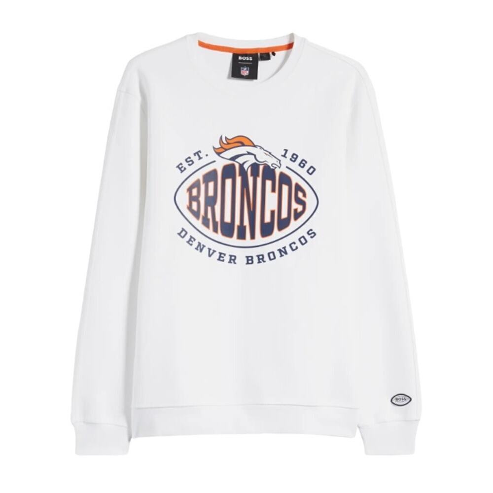 Boss x NFL Denver Broncos Crewneck Sweatshirt in White, Size XXL​​​​